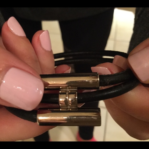 Hermès silver H with black leather bracelet - Picture 9 of 12